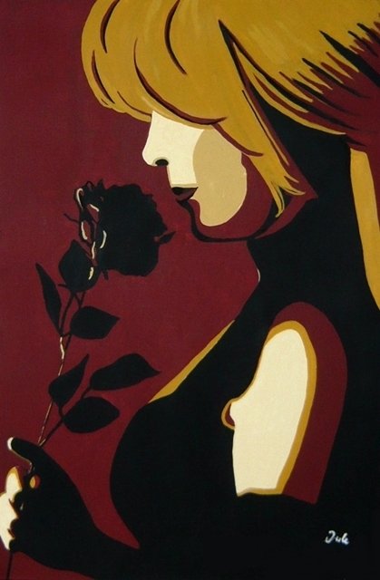 Kunst-Postkarte "Dark rose"